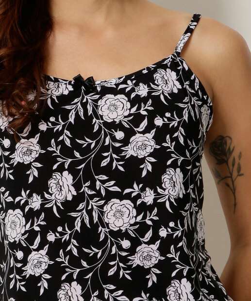 Pijama Feminino Estampa Floral Alças Finas Marisa