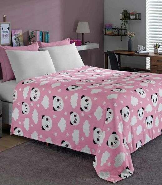 Image_Manta Flannel Casal Lar E Lazer Rosa