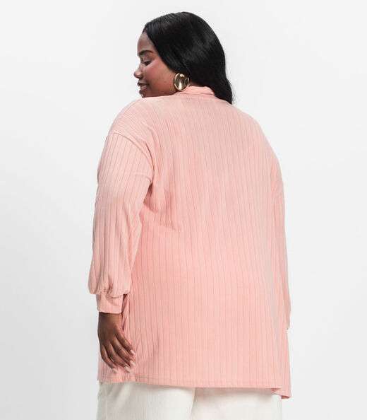 Cardigan Feminino Pluz Size Infinita Cor Rosa