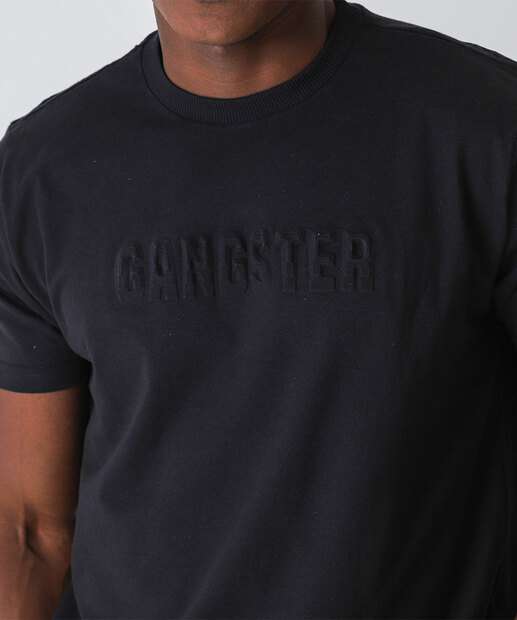 Camiseta Masculina Estampa Frontal Gangster Preto