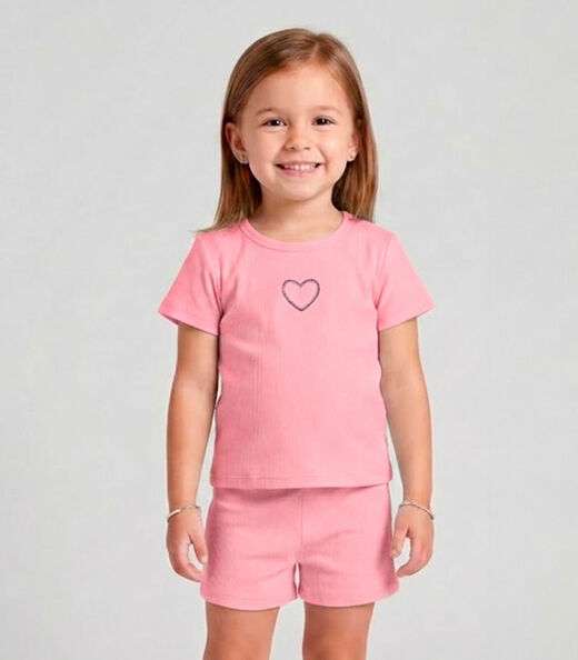 Conjunto Infantil Feminino Blusa e Short Select Rosa