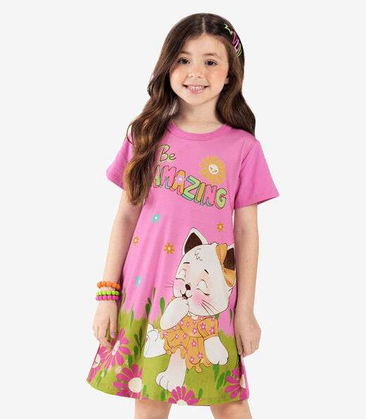 Image_Vestido Infantil Manga Curta Rovi Kids Rosa