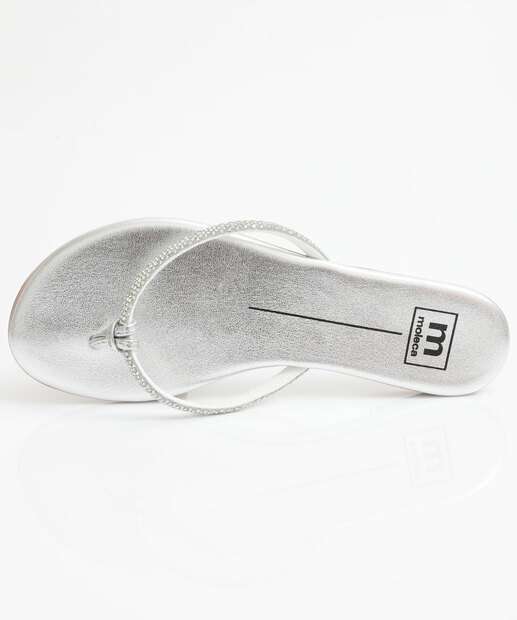 Rasteirinha Feminina Tiras Strass Moleca Prateado