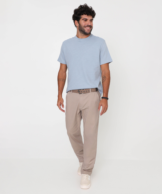 Image_Calça Masculina Slim Sarja Chino Bolsos Marisa Bege