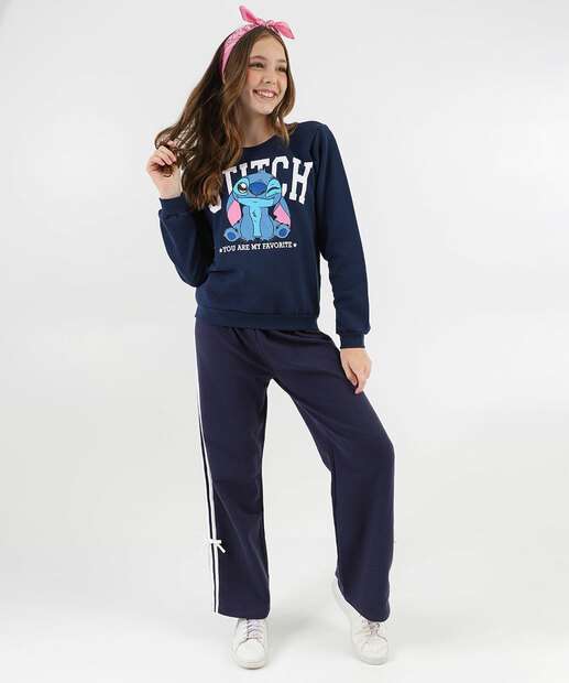 Image_Calça Juvenil Wide Leg Moletinho Marisa Tam 10 a 16 Azul