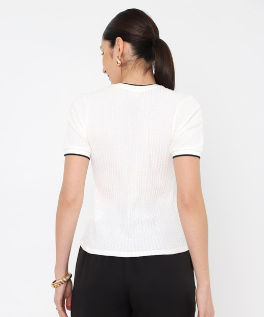 Blusa Feminina Tricô Textura Marisa Off White