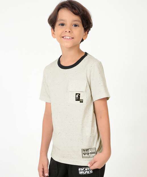 Camiseta Infantil Botonê Bolso Manga Curta MR Tam 4 a 10 