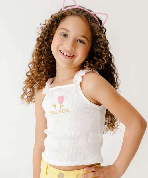 Blusa Infantil Regata Canelada Tam 4 a 10