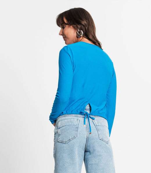 Camisa Feminina Manga Longa Rovitex Azul