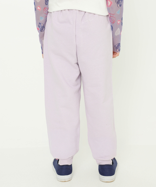 Calça Infantil Moletom Flanelado Stitch Tam 4 a 10 Lilás