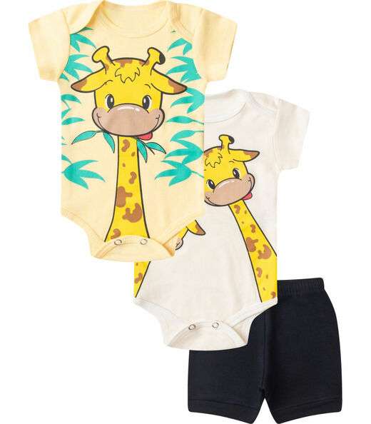 Image_Kit Body Infantil Curto 3 Peças Select Amarelo