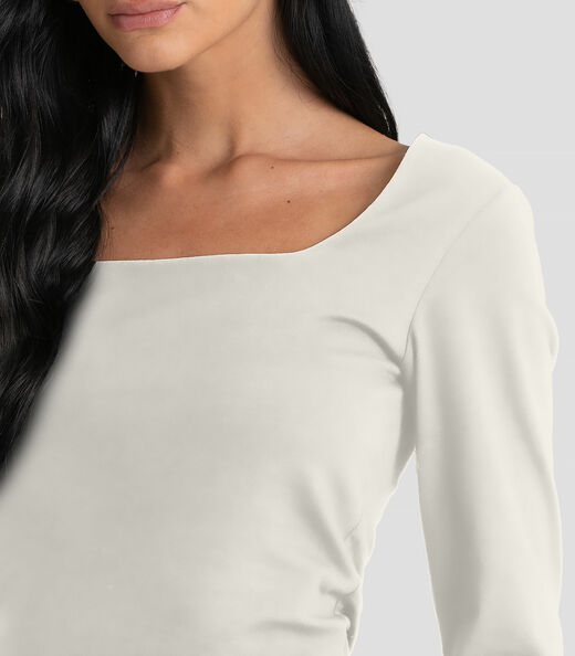 Blusa Feminino Cotton Manga Longa Dianna Bege