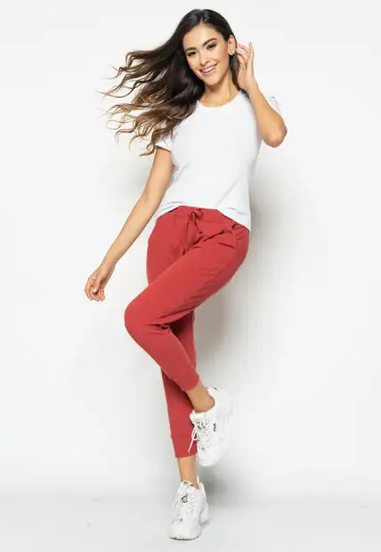 Calça  Jogger Comfy Malha Canelada Terracota Salvatore Fashion