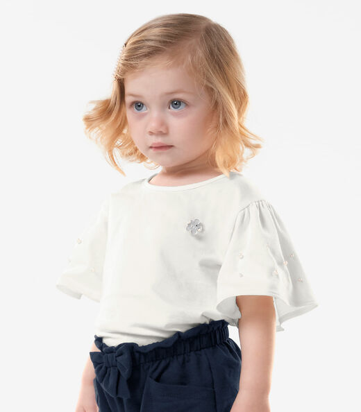 Blusa Infantil Feminina Cotton Leve Trick Nick Bege