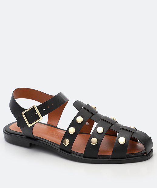 Image_Sandália Feminina Rasteira Tachas Marisa Preto