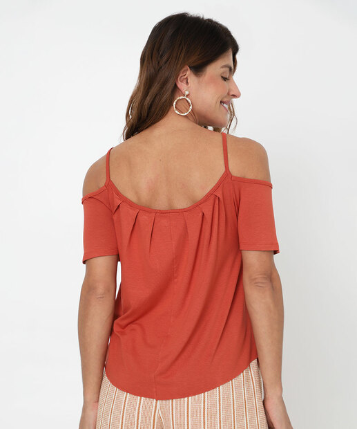 Blusa Feminina Open Shoulder Lisa Marisa Laranja
