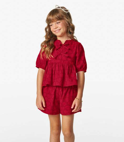 Conjunto Bata com Short em viscose KhyarTrick Nick Vermelho
