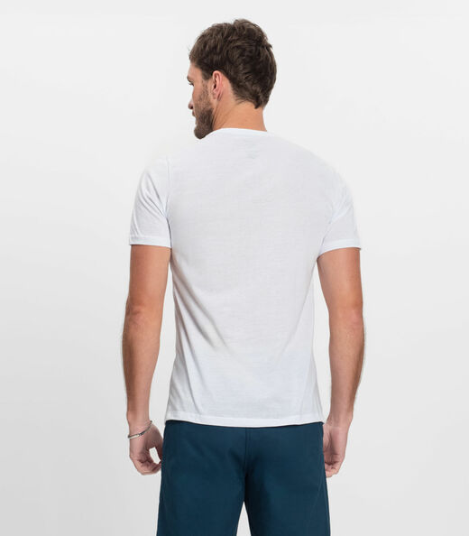 Camiseta Masculina Manga Curta Meia Malha Diametro Branco