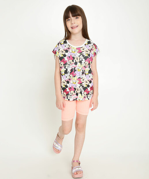Camiseta Infantil Manga Curta Minnie Disney Tam 4 a 10 