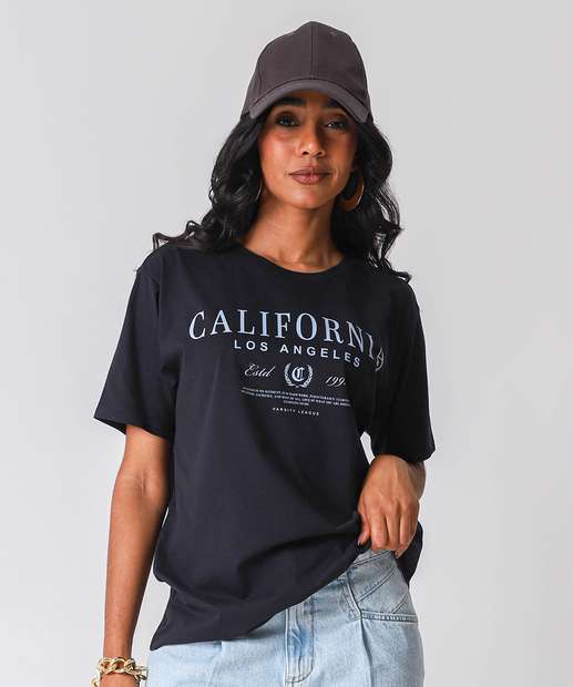 Image_Camiseta Feminina Oversized Estampada Marisa Preto