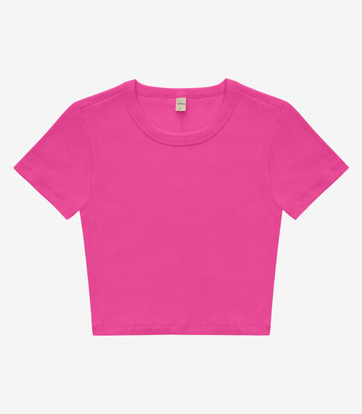 Blusa Cropped Ribana Básica Rovitex Rosa