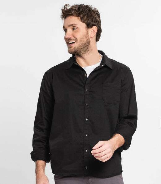 Camisa Manga Longa Sarja Diametro Preto