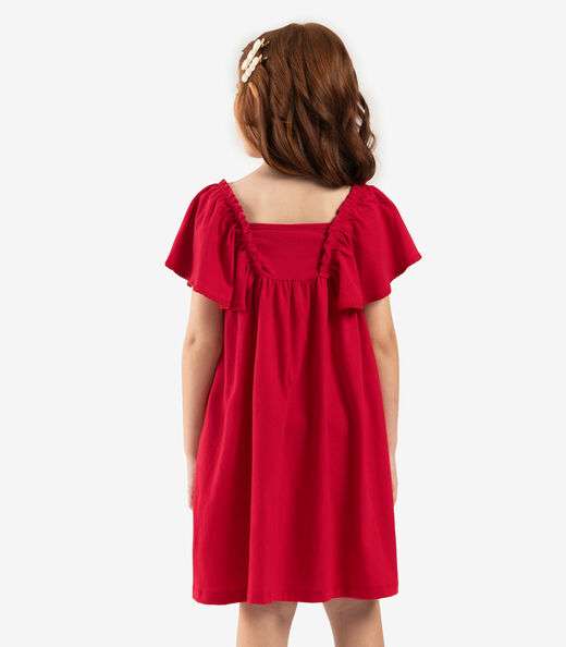 Vestido Infantil Meia Malha Rovi Kids Vermelho