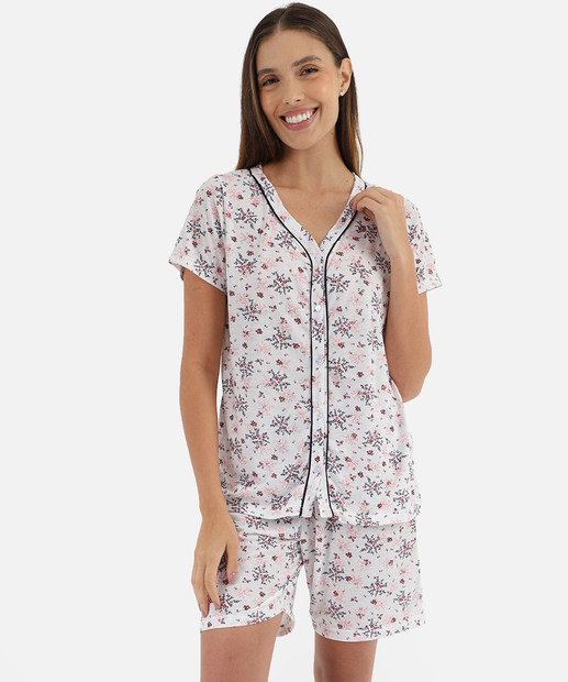 Image_Pijama Feminino Flores Manga Curta Marisa Off White