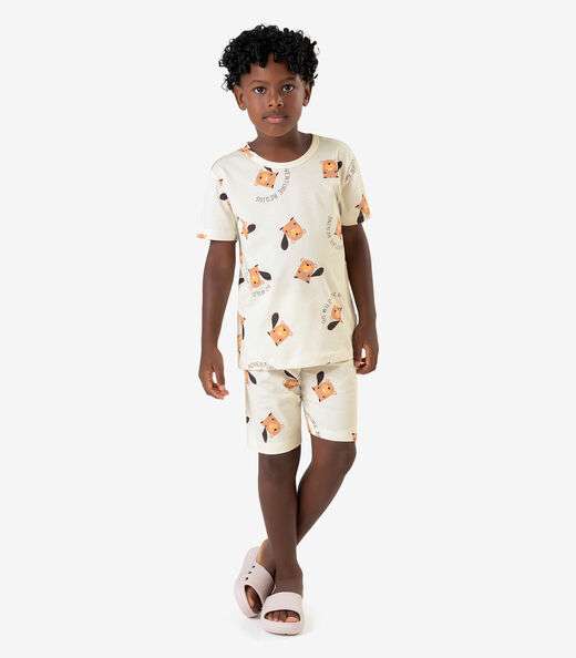 Pijama Meia Malha Rovi Kids Bege