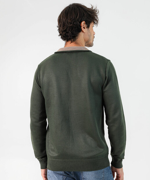 Suéter Masculino Tricô Half Zíper MR Verde