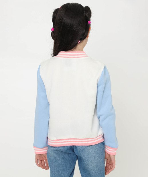 Jaqueta infantil Moletom Bomber Stitch Disney Tam 4 a 10 Off white