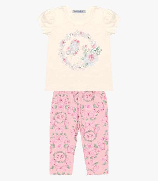 Conjunto Infantil Blusa Com Legging Trick Nick Rosa