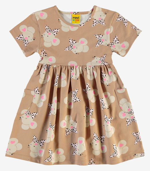 Vestido em Meia Malha Rovi Kids Marrom
