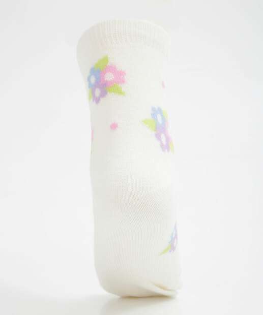 Kit 3 Pares Meias Infantil Soquete Estampa Floral