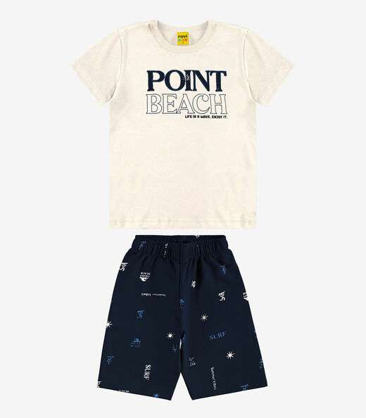 Conjunto Infantil Camiseta Com Bermuda Rovi kids Bege