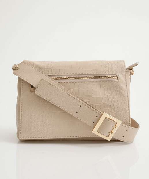 Bolsa Transversal Crossbody Feminina Textura Marisa Bege