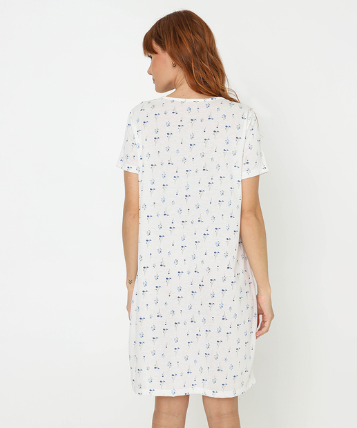 Camisola Recorte Renda Estampa Flores Marisa Off White