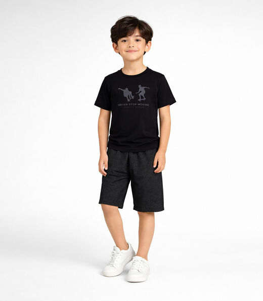 Conjunto Infantil Blusa E Bermuda Masculina Select Preto