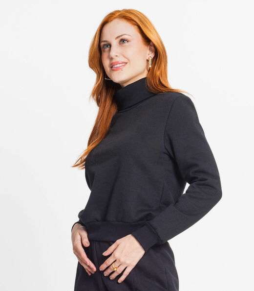 Blusão Feminino Em Moletom Rovitex Preto