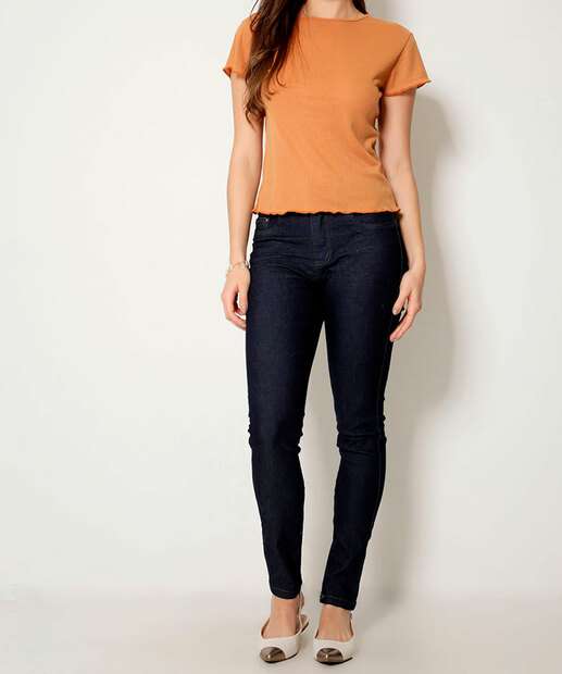 Blusa Feminina Canelada Manga Curta Marisa