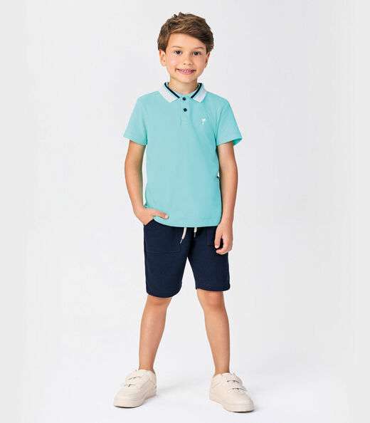 Conjunto Infantil Polo Com Bermuda Trick Nick Azul