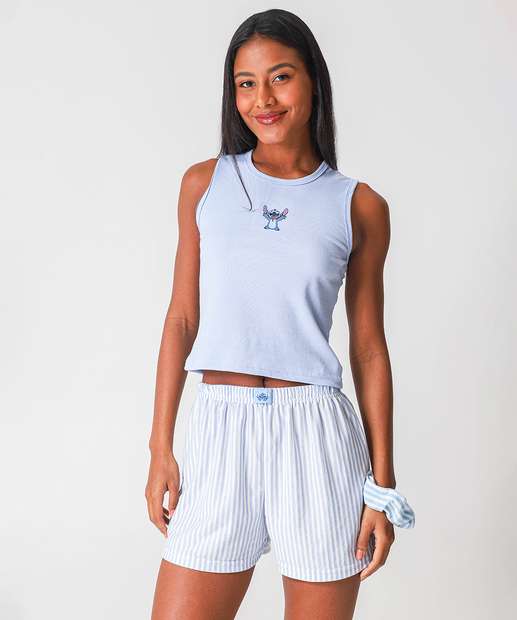 Image_Pijama Feminino Canelado Stitch Azul