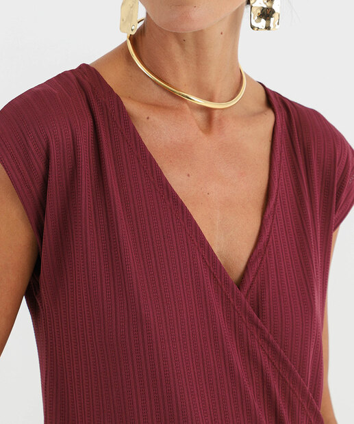 Blusa Feminina Transpassada Canelada Marisa Vinho