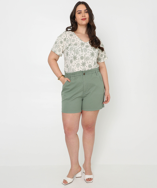 Blusa Plus Size Feminina Estampa Coqueiros Marisa Verde