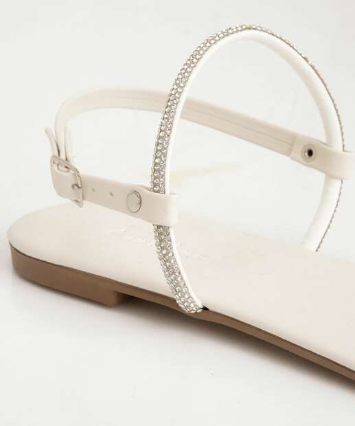 Sandália Feminina Rasteira Strass 127483