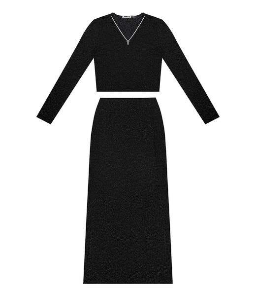 Conjunto Juvenil Blusa Com Saia Midi Minty Preto