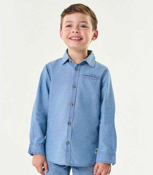 Camisa Jeans Infantil Masculina Trick Nick Cinza