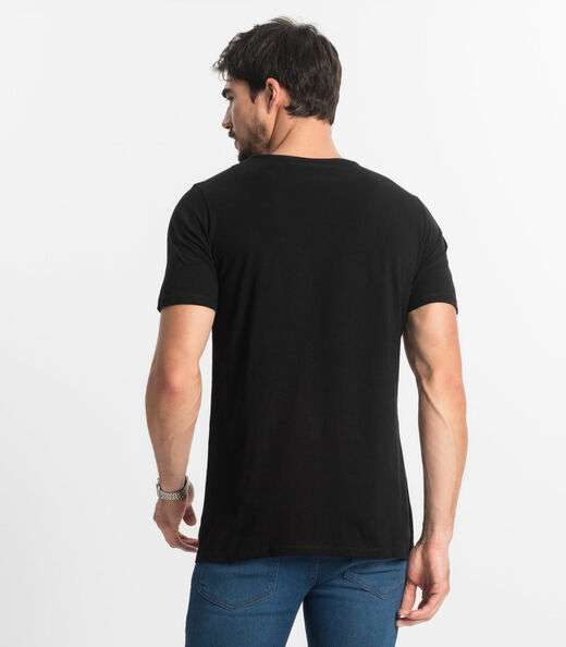 Camiseta Masculina Meia Malha Diametro Preto