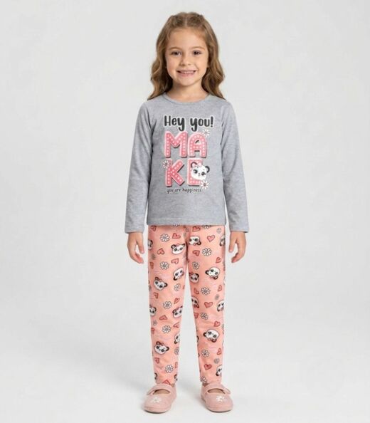 Image_Conjunto Algodão Menina Blusa Longa E Calça Select Cinza