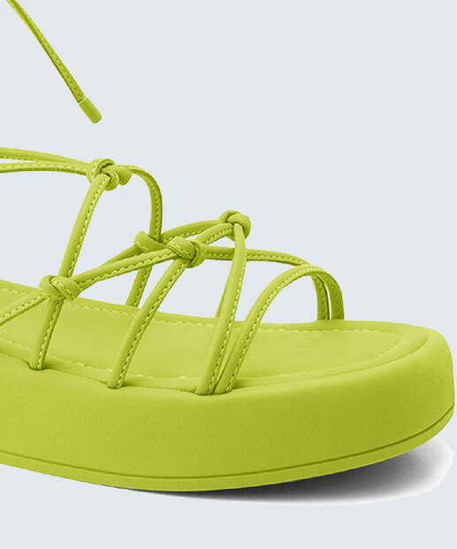Sandália Flatform Feminina Tiras Amarração Ramarim 